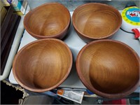 Mid Century Thai Teak Handcrafted Wooden Bowls