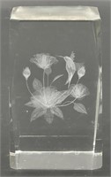 Hummingbird & Flower Laser Hologram Paperweight
