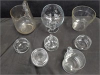Group of glass bowls, pitcher, cups. Box Lot.
