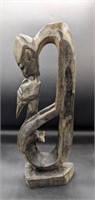 Hand Carved Wooden Kissing Couple Sculpture
