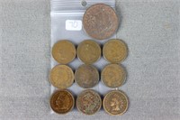 Bag Lot - Cents (9-Indian Head & 1-No Date Large C