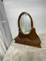 OVAL VANITY TOP MIRROR WITH WOODEN FRAME