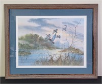 Flying Ducks Signed Print By Robert Carver
