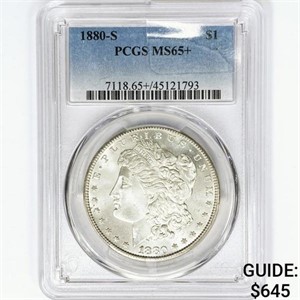 1880-S Morgan Silver Dollar PCGS MS65+