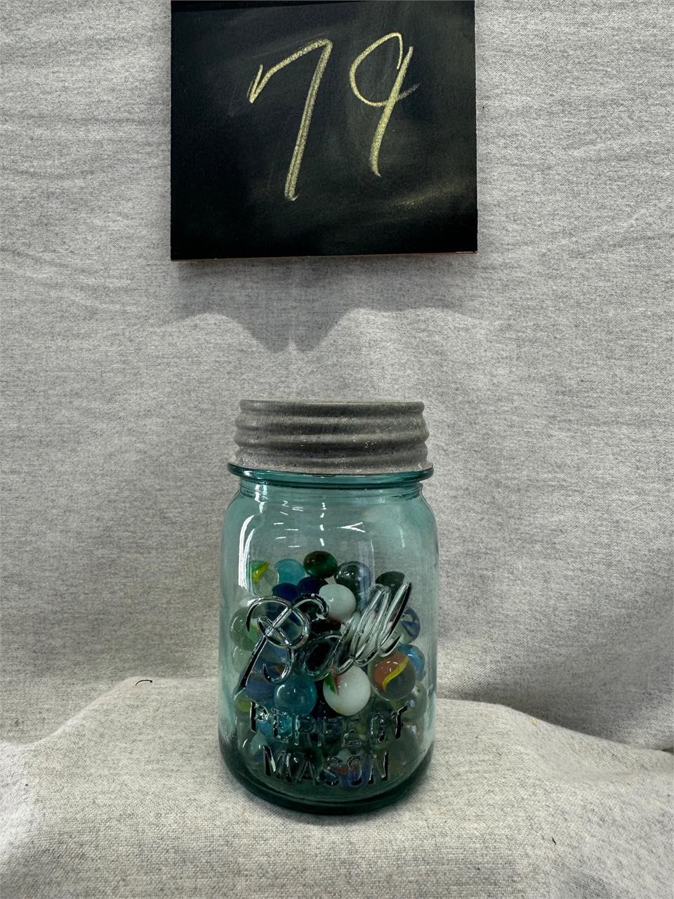 Ball jar with Zink Lid and marbles