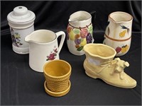 Lot of 6 Ceramic Pitchers and Planters