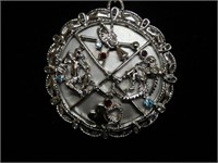 2" Silver Tone Medallion & Chain