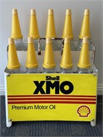 Original SHELL XMO Motor Oil Rack with 10 Bottles
