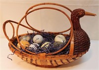 Duck Basket with Stone Eggs