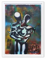 Mark Kostabi- Original Mixed Media on Paper "Futur