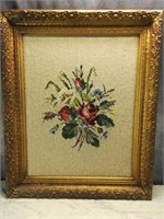 Floral Crochet Art in Gilded Frame 1972