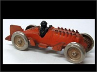 HUBLEY MARKED CAST IRON RACE CAR W/ MOVING PISTONS