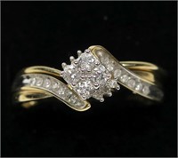 10K Yellow gold pave diamond bridal set,