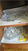 Misc. glass ware shelf lot and linen drawer