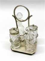Vintage Plated Nickel Silver Glass & Condiment Set