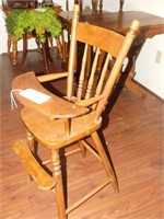 Wooden High Chair Vintage Approx. 38"