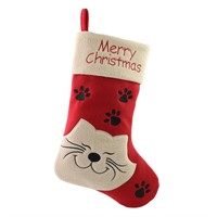 WEWILL 18’’ Cat Felt Christmas Stockings Paws Embr