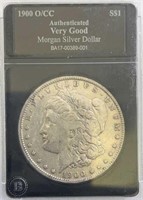 1900O/CC Morgan Dollar RARE VG Authenticated