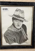 Portrait of John Wayne by Larry Bees Framed