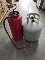 Pump Sprayer And 5 Gallon Propane Tank