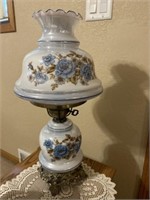 Vintage painted floral glass lamp