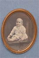 Antique Baby Picture Oval Wood Frame
