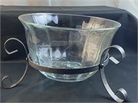 Glass Bowl With Metal Display Stand