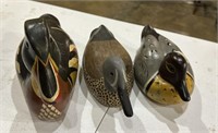 Three Wood Carved Ducks