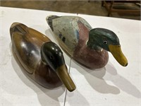 Two Wood Carved Ducks