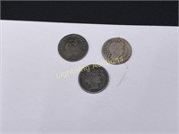 THREE U.S. SILVER DIMES DATING BACK TO 1853