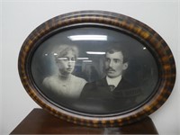 Framed Convex Glass Picture 23" Oval