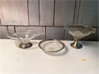 3 Sterling Silver & Glass Dishes