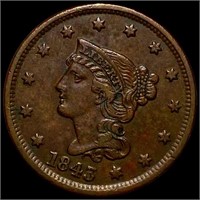 1843 Braided Hair Large Cent ABOUT UNCIRCULATED