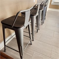 Set of 4 Industrial Style Short Barstools