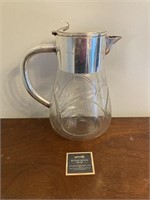 Large Glass & Silver Plate Pitcher