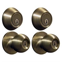 Hyper Tough Keyed Entry Antique Brass Doorknob