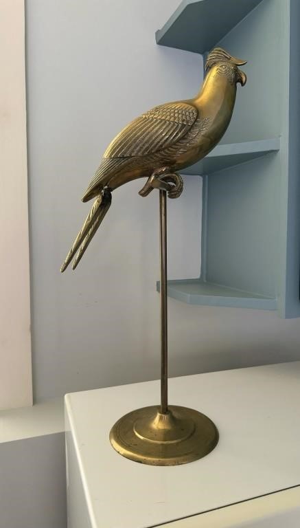 Brass Bird on Perch