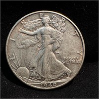 1940 P Walking Liberty Silver Half Dollar