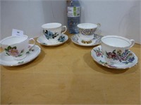4 Tea Cups - Colclough / Royal Vale / Royal
