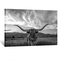 KREATIVE ARTS Black and White Texas Animal Canvas