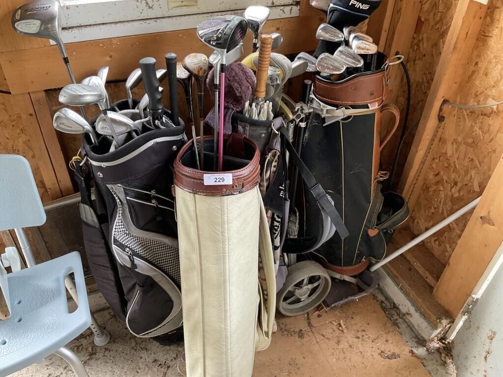 4 bags of golf clubs