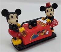 Disney Windup Mickey Mouse Handcar With Minnie