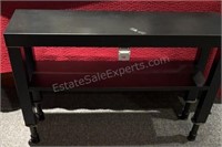 Narrow Black Table on Risers 36” x 10” W x 23” H