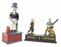 (2) Reproduction Cast-iron Coin Banks, Uncle Sam