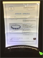 14k White GOLD  Diamond & Blue Sapphire bracelet,