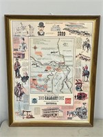 framed historical map of Calgary 1875-1975