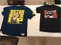 John Cena extra large,  hulk Hogan small t-shirts
