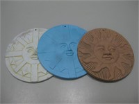 3 Clay Sun Face Wall Decor Largest 9.5" See Info