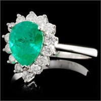 1.33ct Emerald & 0.44ct Diamond Ring in 18K WG