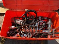 Plastic box of assorted tools